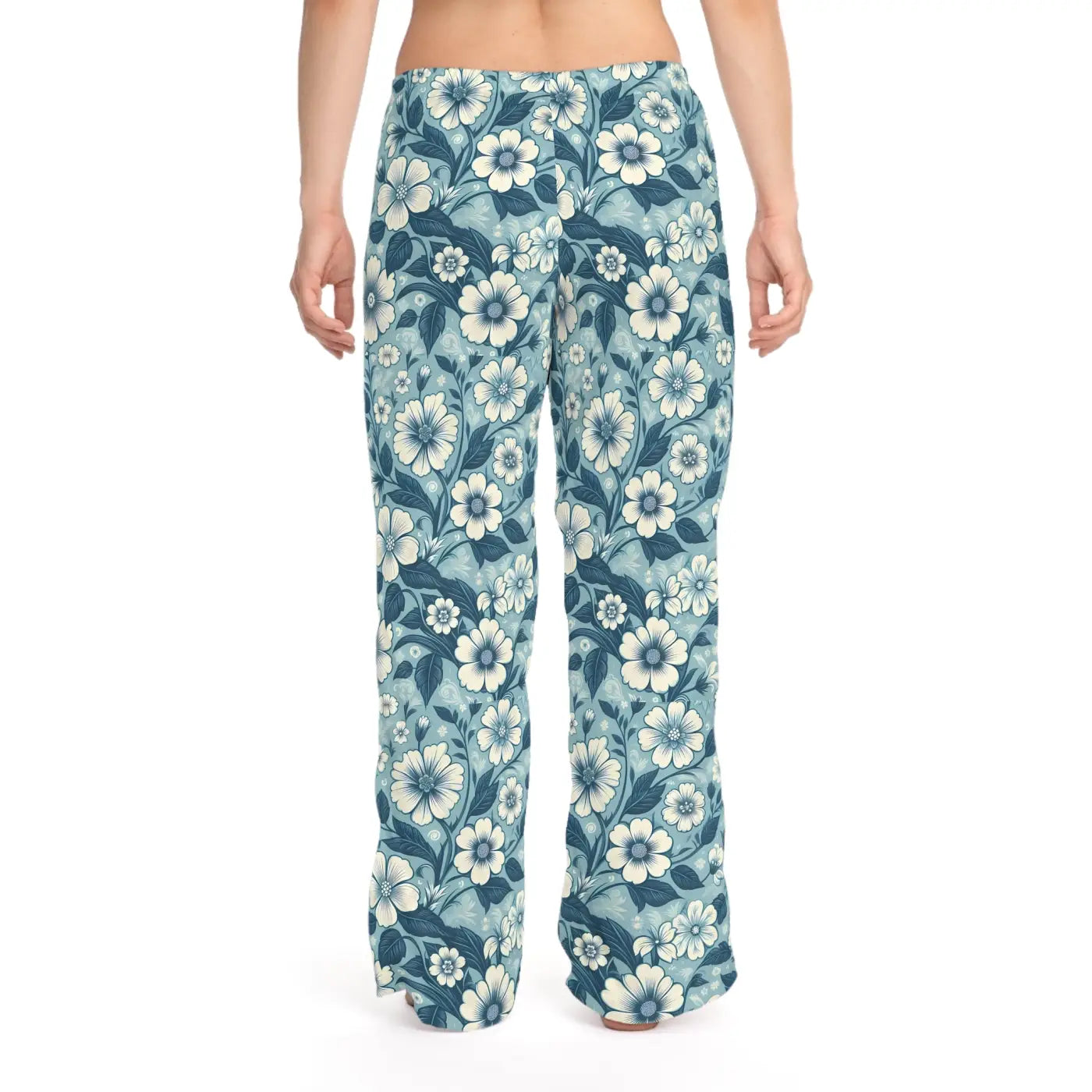 Soft Blue Floral Pajama Pants - Lightweight Loungewear - DipaliZ