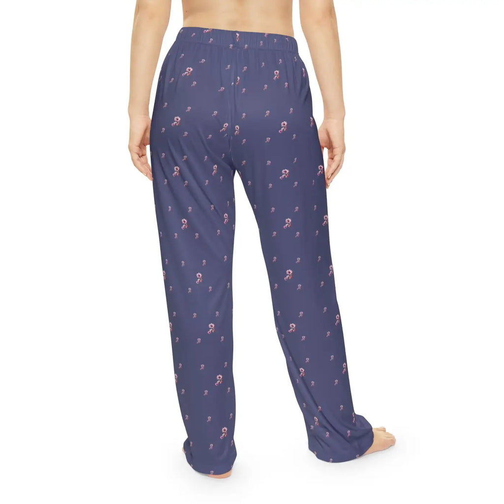 Purple Floral Pattern Pajama Pants - Cozy Loungewear - DipaliZ