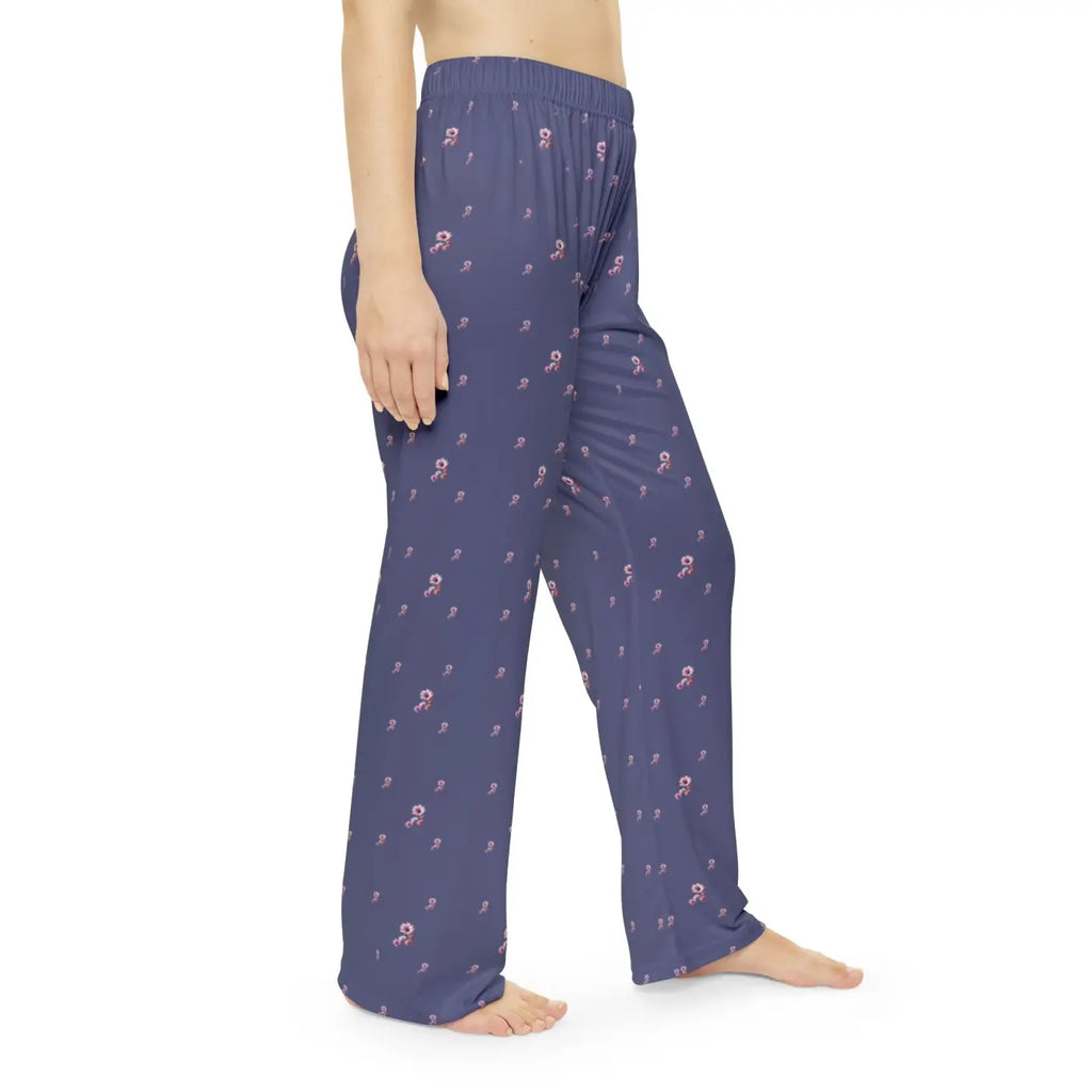Purple Floral Pattern Pajama Pants - Cozy Loungewear - DipaliZ