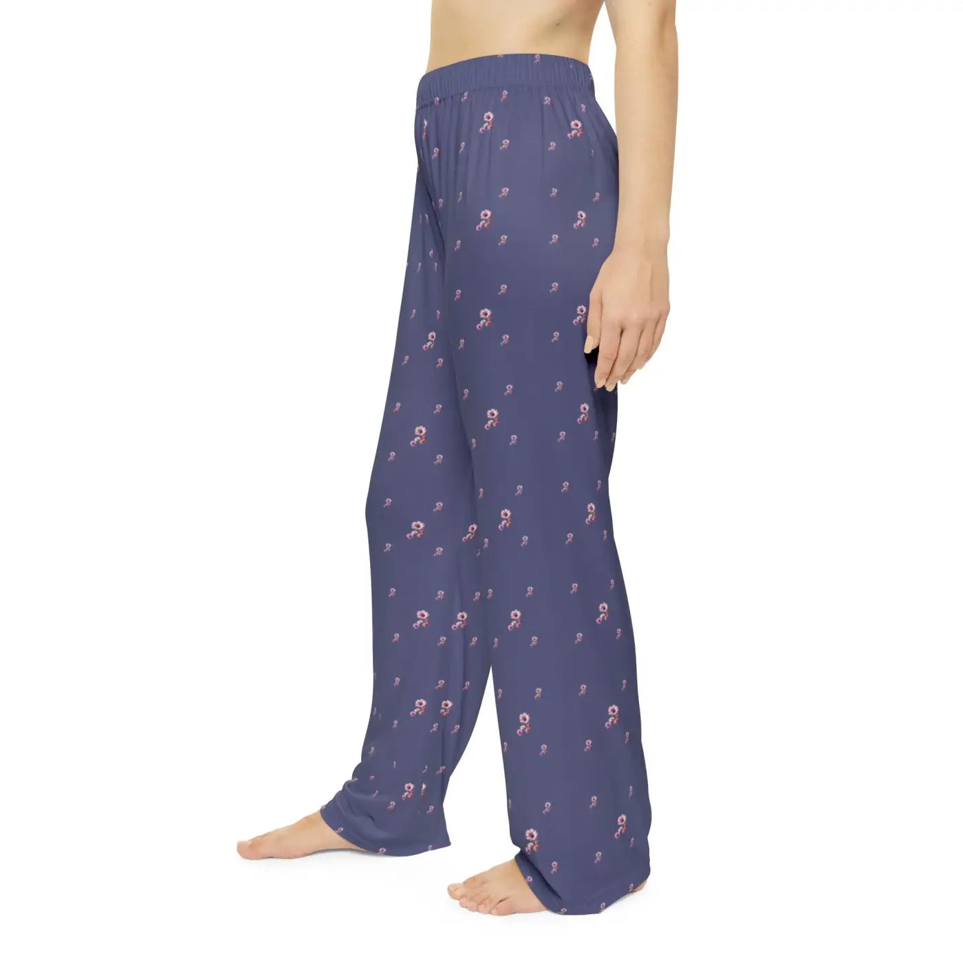 Purple Floral Pattern Pajama Pants - Cozy Loungewear - DipaliZ