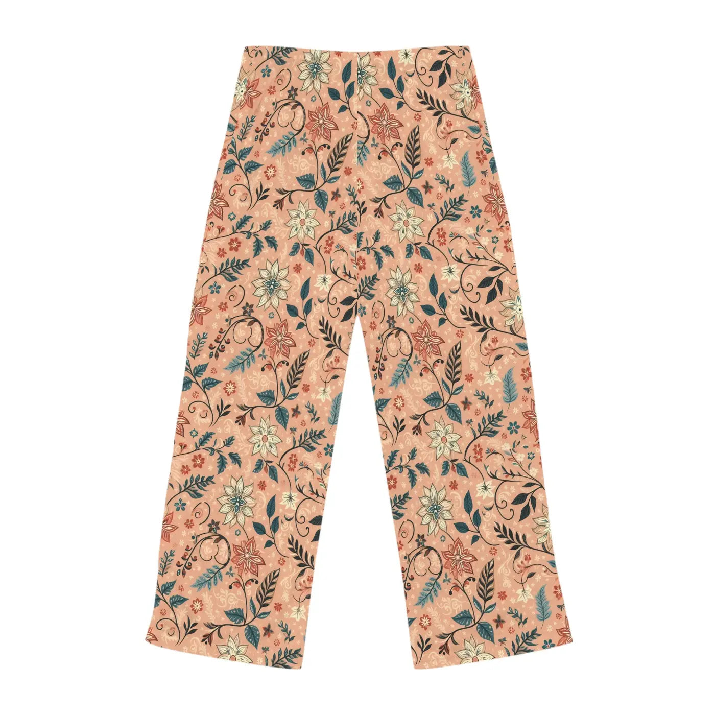 Floral Pattern Pajama Pants - Peach Loungewear Staple - DipaliZ