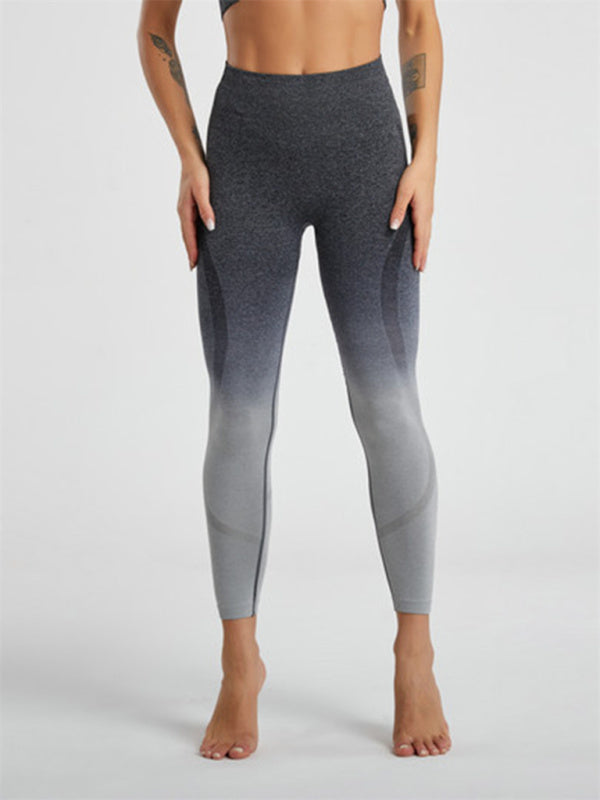 Women's Gradient Tie-Dye Seamless Yoga Set - Two-Piece Athletic Wear